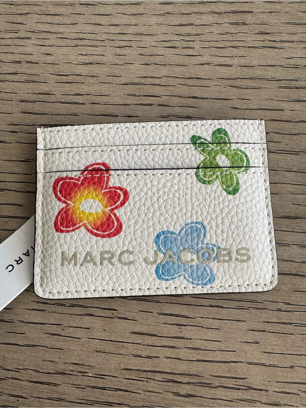 Marc Jacobs White Floral Leather Card Holder Case NWT